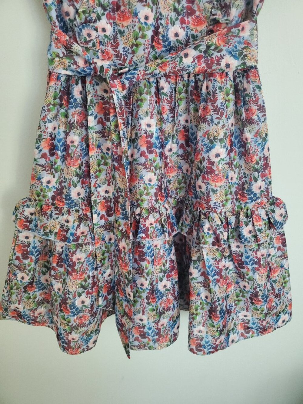 JessaKae Dress Floral Full Bloom Tiered Belted Mini Garden Tea Party SIZE SMALL - Picture 5 of 15